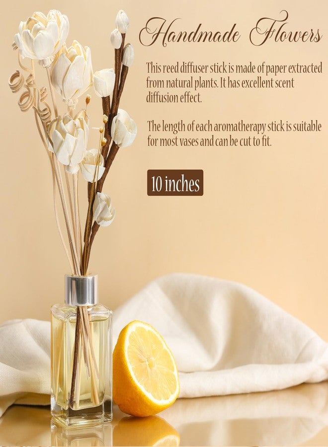 Swiffen 12 Pcs Reed Diffuser Sticks Flowers Reed Set White Wood Flower Aromatic Diffuser for Bathroom Home Bedroom Office Decor Office, Natural Flower - Image 4
